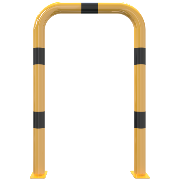 Anti-nudge hoop | steel tube  76 mm | yellow / black | total width: 750 mm | height above ground: 750 mm | to be fixed by plugs